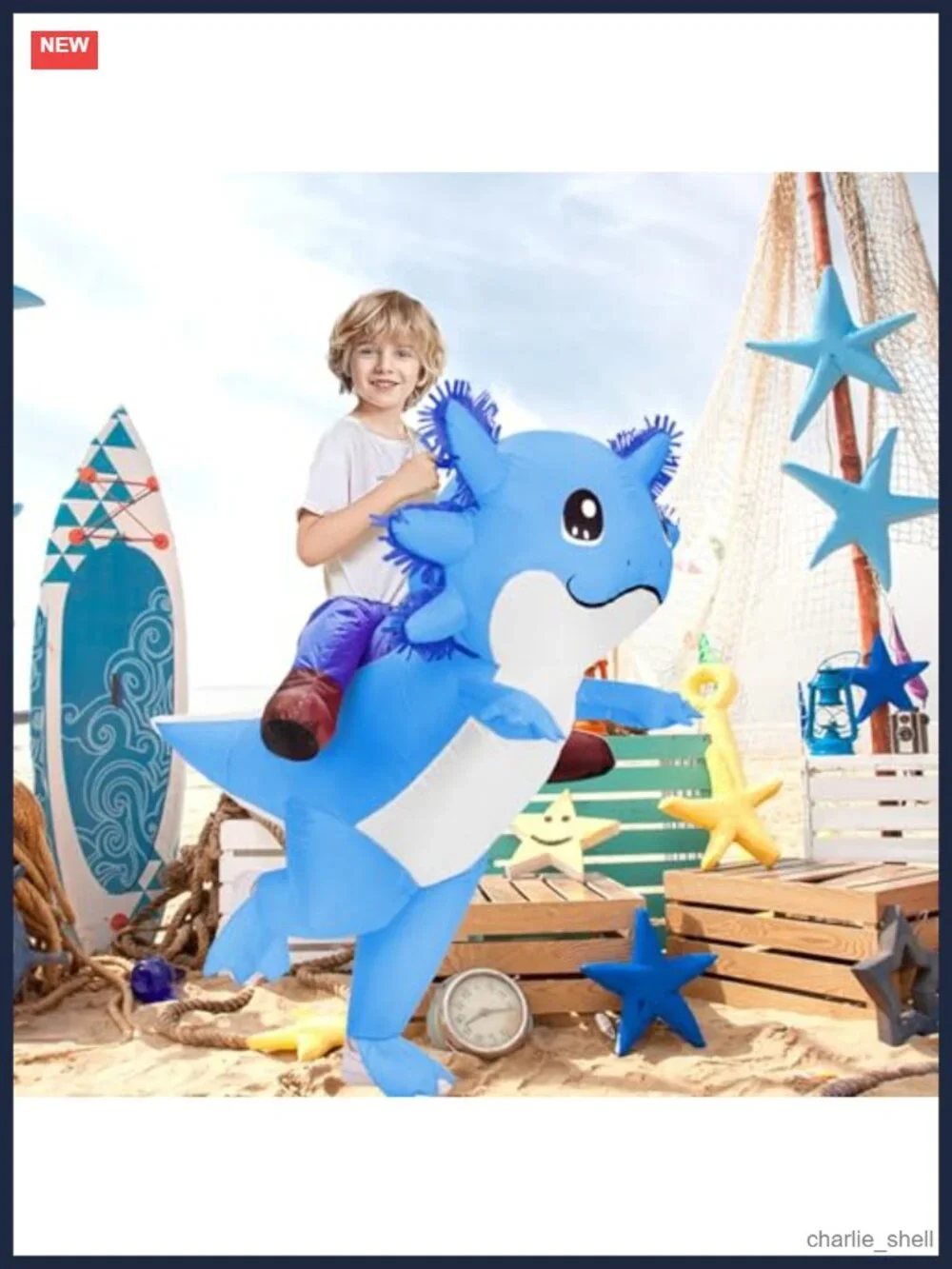 Kids Inflatable Axolotl Costume Lightweight Blow Up Halloween Pretend Play